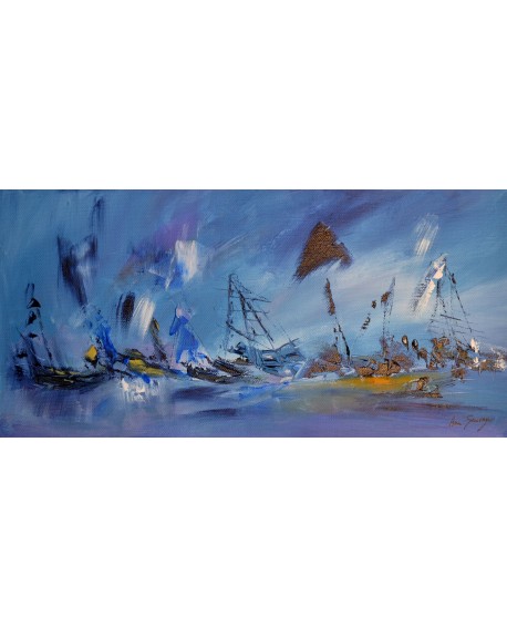 tableau abstrait panoramique bleu