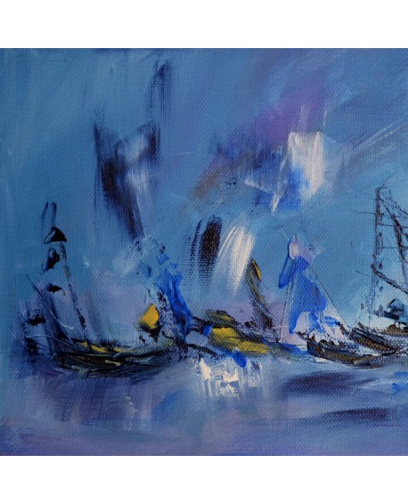 tableau abstrait panoramique bleu