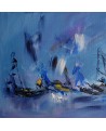 tableau abstrait panoramique bleu