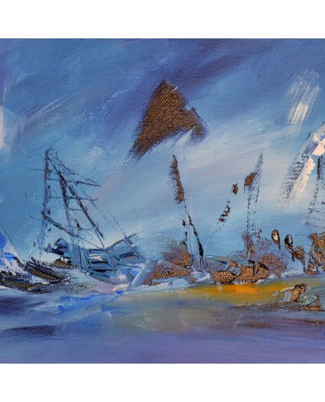 tableau abstrait panoramique bleu
