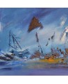 tableau abstrait panoramique bleu