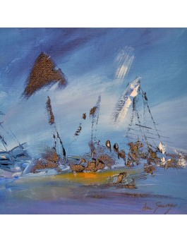 tableau abstrait panoramique bleu