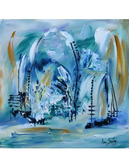 tableau abstrait bleu moderne