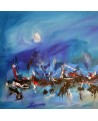 La mer au repos - tableau abstrait bleu