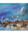 La mer au repos - tableau abstrait bleu