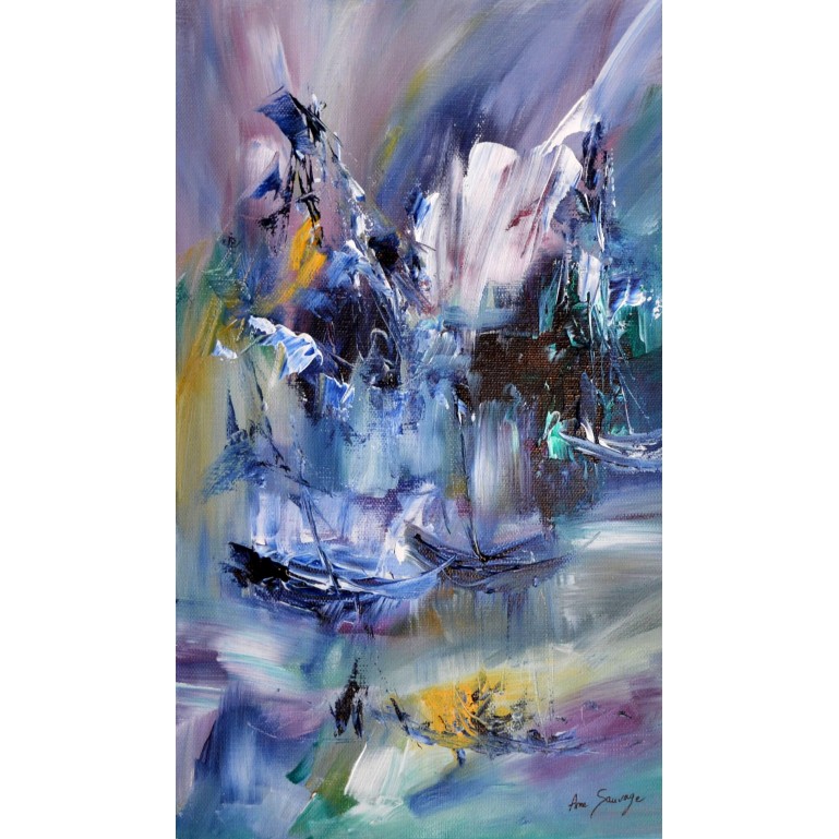 tableau abstrait vertical au couteau 