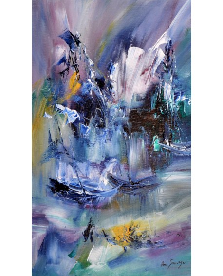 tableau abstrait vertical au couteau 