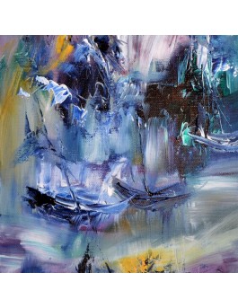 tableau abstrait vertical au couteau 