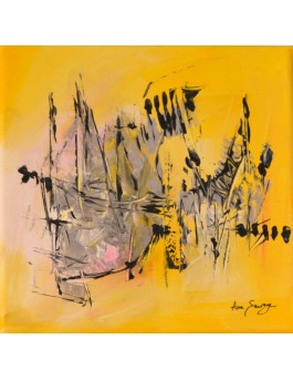 tableau abstrait jaune