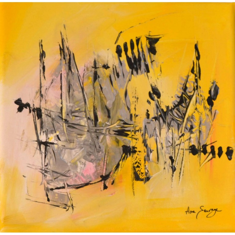 tableau abstrait jaune