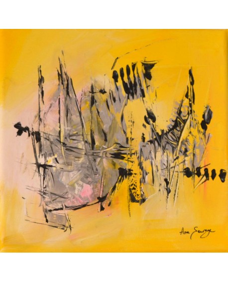 tableau abstrait jaune