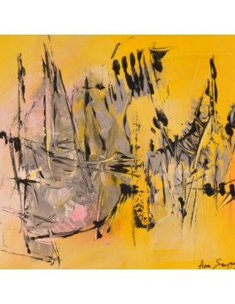 tableau abstrait jaune