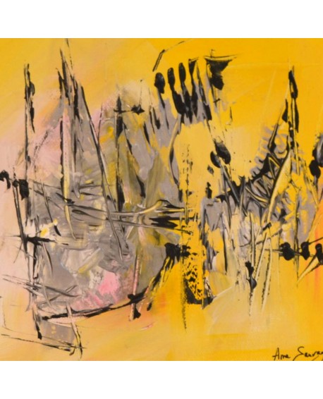 tableau abstrait jaune