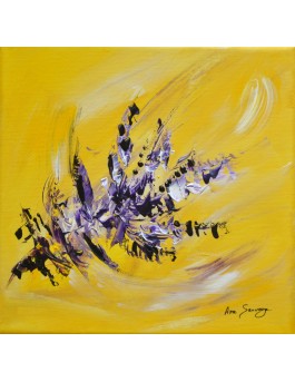 tableau abstrait jaune et violet