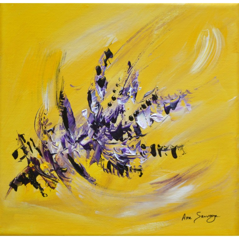 tableau abstrait jaune et violet