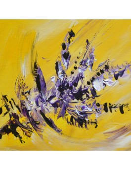 tableau abstrait jaune et violet