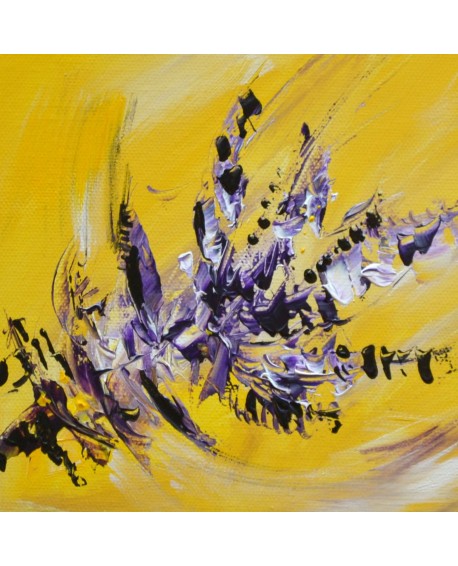 tableau abstrait jaune et violet