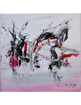 tableau abstrait noir blanc rouge