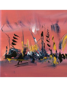 tableau contemporain rose
