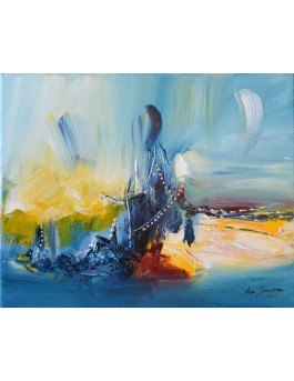 tableau jaune et bleu