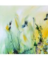tableau abstrait vert jaune