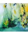 tableau abstrait vert jaune