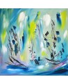 tableau contemporain bleu vert 50 x 50 cm
