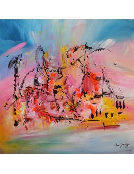 tableau abstrait multicolore 