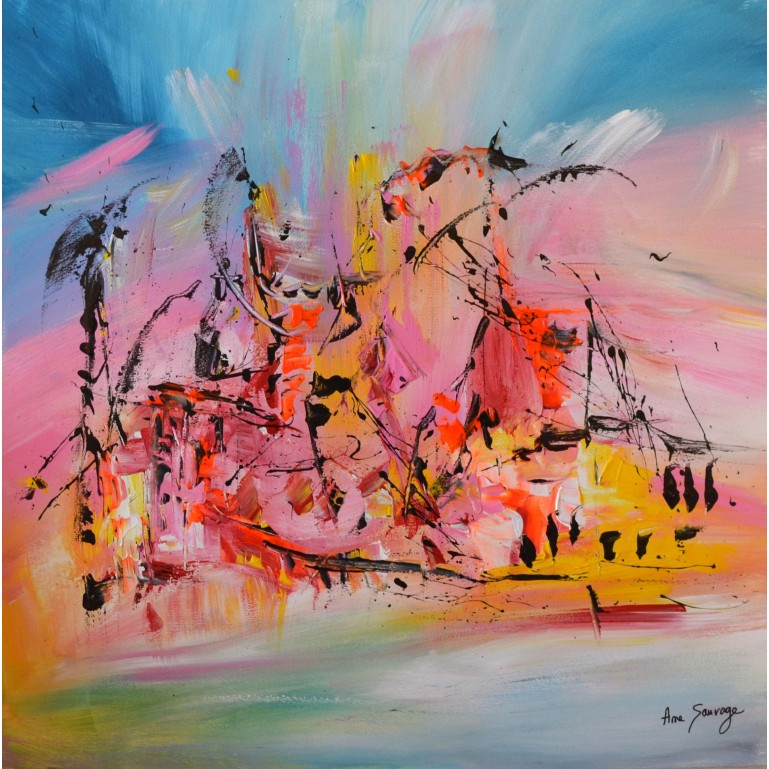 tableau abstrait multicolore 