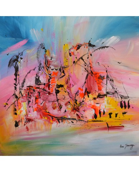 tableau abstrait multicolore 