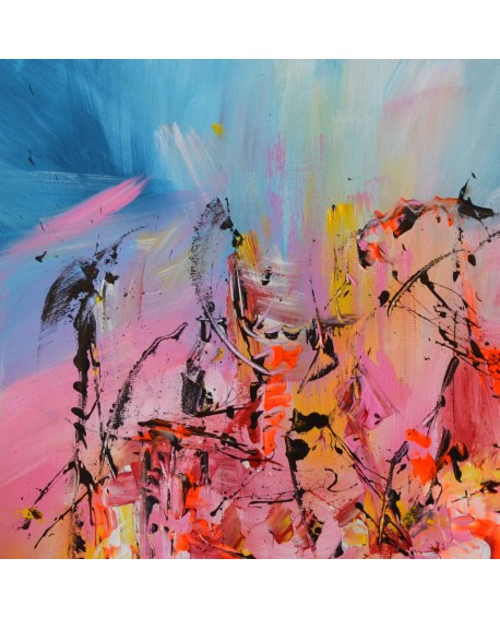 tableau abstrait multicolore 