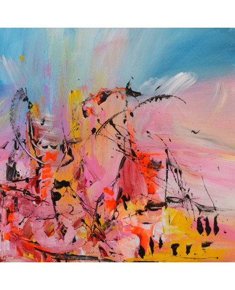 tableau abstrait multicolore 