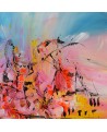 tableau abstrait multicolore 