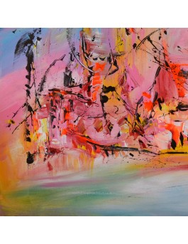 tableau abstrait multicolore 