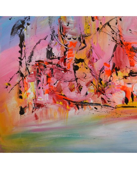 tableau abstrait multicolore 