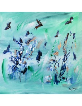 tableau abstrait contemporain vert