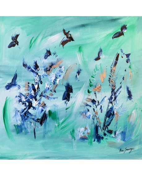 tableau abstrait contemporain vert