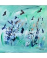 tableau abstrait contemporain vert