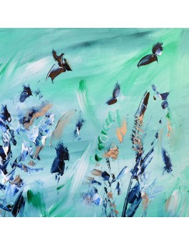 tableau abstrait contemporain vert