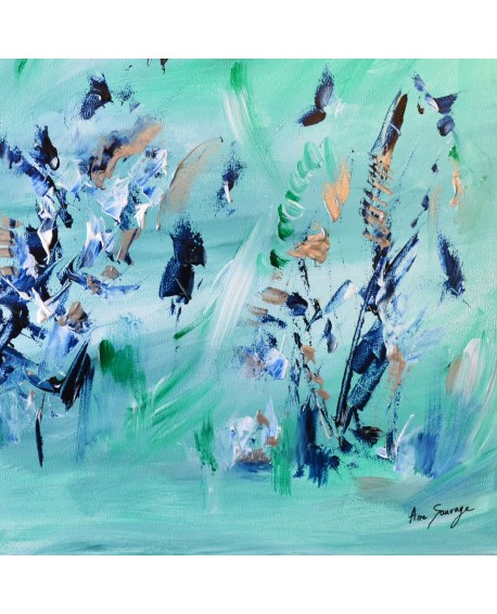 tableau abstrait contemporain vert