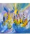 tableau abstrait bleu jaune