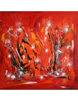 tableau abstrait rouge orange