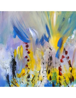 tableau abstrait bleu jaune