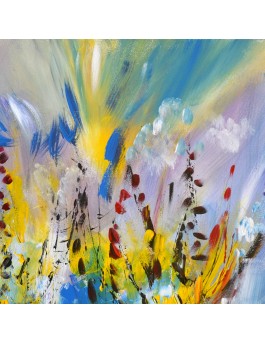 tableau abstrait bleu jaune