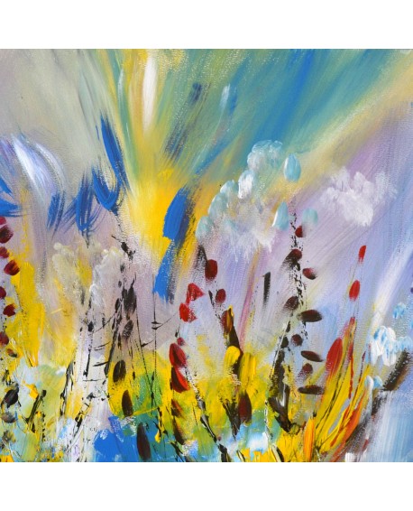 tableau abstrait bleu jaune