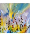 tableau abstrait bleu jaune