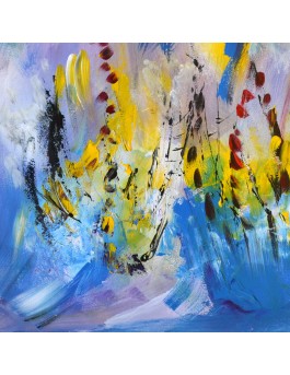 tableau abstrait bleu jaune