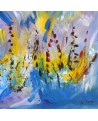 tableau abstrait bleu jaune