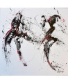 tableau abstrait noir blanc rouge