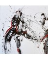 tableau abstrait noir blanc rouge
